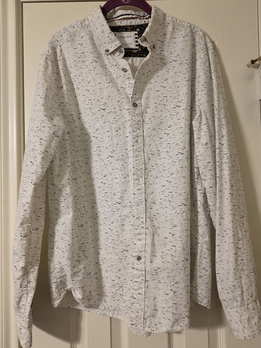 Denim & Flower White Speckled Long-Sleeve Button-Down Shirt
